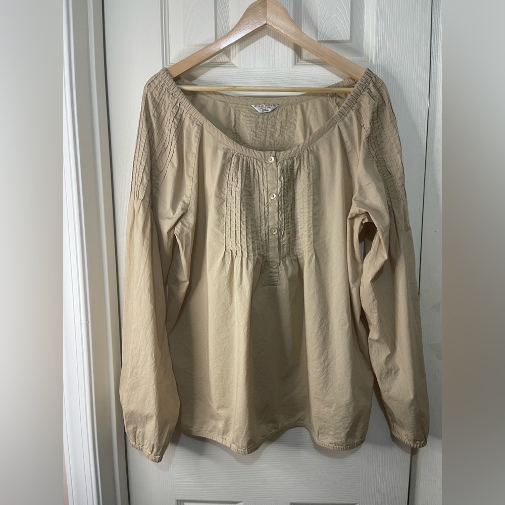 Old Navy Lightweight Tan Cotton Pintuck Top size XL